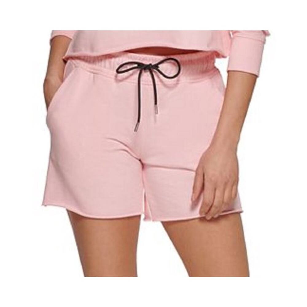 DKNY Sport Womens Metallic Logo High Rise Cotton Shorts - Large - Blossom - NWT